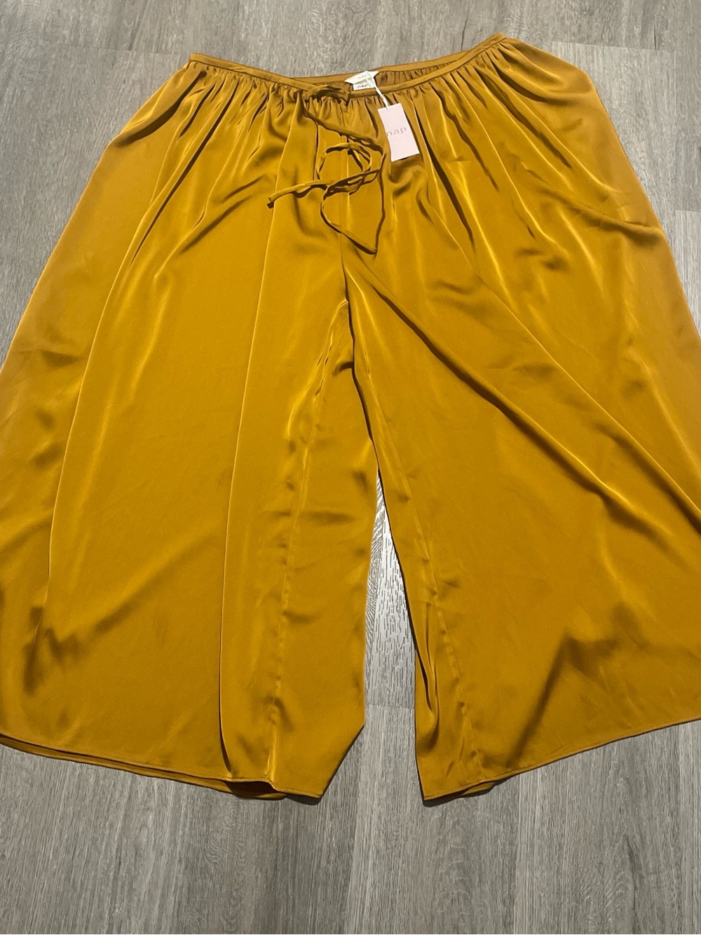 Nap Satin Wide-Leg Lounge Pants in Mustard Gold